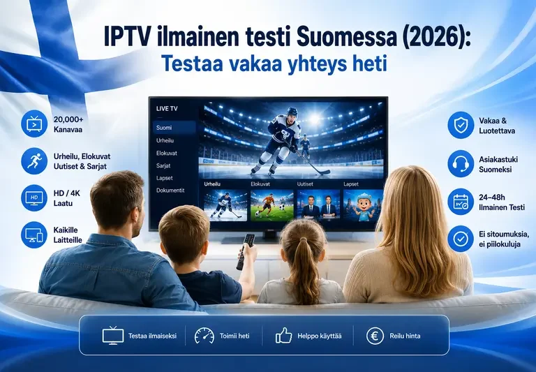 IPTV ilmainen testi Suomessa (2026) Testaa vakaa yhteys heti